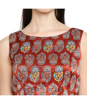 Women's Maroon Modal Silk Readymade Saree Blouse 5