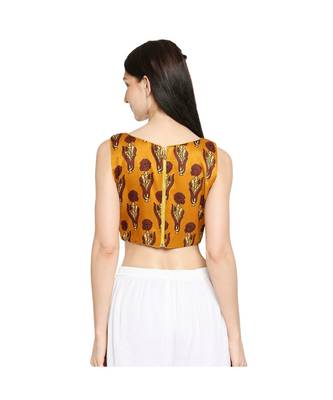 Women's Mustard Modal Silk Readymade Saree Blouse 2