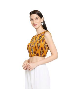 Women's Mustard Modal Silk Readymade Saree Blouse 3