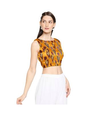 Women's Mustard Modal Silk Readymade Saree Blouse 4