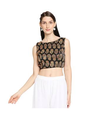 Women's Black Modal Silk Readymade Saree Blouse 1