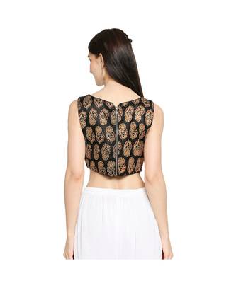 Women's Black Modal Silk Readymade Saree Blouse 2