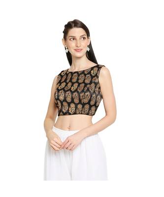 Women's Black Modal Silk Readymade Saree Blouse 3