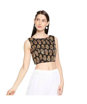 Women's Black Modal Silk Readymade Saree Blouse 4