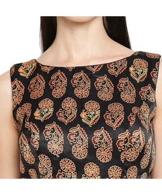 Women's Black Modal Silk Readymade Saree Blouse 5