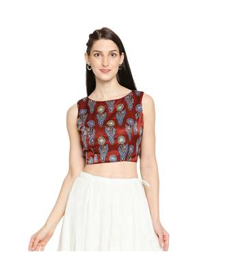 Women's Maroon Modal Silk Readymade Saree Blouse 1