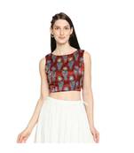 Women's Maroon Modal Silk Readymade Saree Blouse