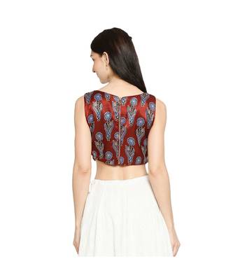 Women's Maroon Modal Silk Readymade Saree Blouse 2
