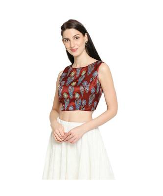 Women's Maroon Modal Silk Readymade Saree Blouse 3