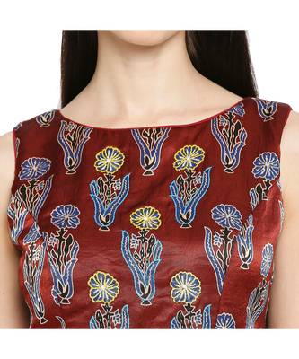 Women's Maroon Modal Silk Readymade Saree Blouse 5