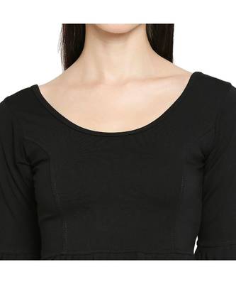 Women's Black Cotton Lycra Readymade Stretchable Saree Blouse 5