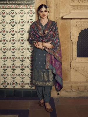 Charcoal fancy pure viscose salwar 1