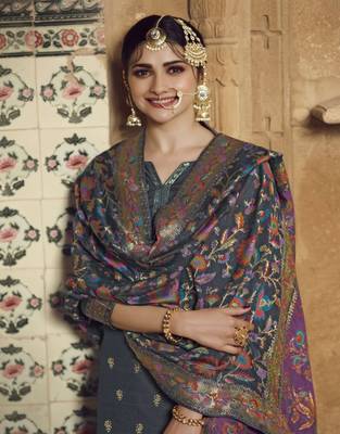 Charcoal fancy pure viscose salwar 3
