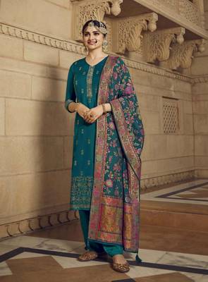 Teal fancy pure viscose salwar 2