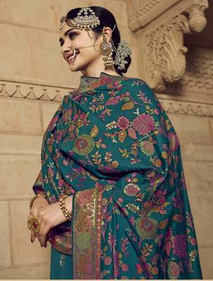 Teal fancy pure viscose salwar 3