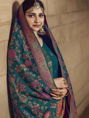 Teal fancy pure viscose salwar 4
