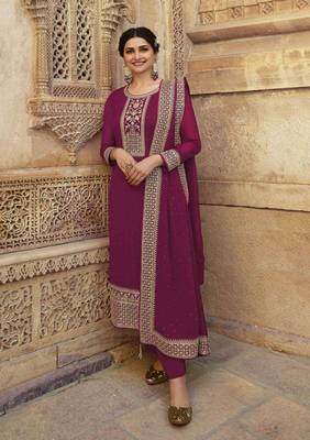 Purple embroidered georgette salwar 1