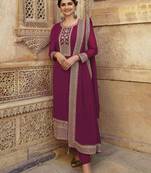 Purple embroidered georgette salwar