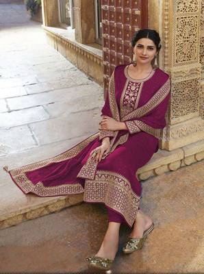 Purple embroidered georgette salwar 2