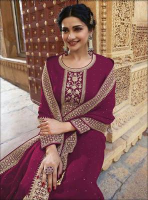 Purple embroidered georgette salwar 3