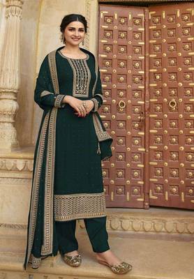 Green embroidered georgette salwar 1