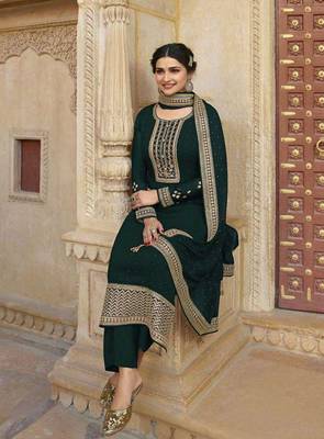 Green embroidered georgette salwar 2