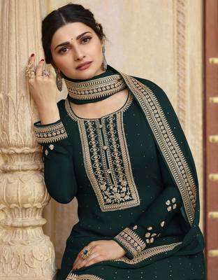 Green embroidered georgette salwar 3