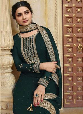 Green embroidered georgette salwar 4