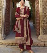 Red embroidered georgette salwar