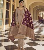 Light-beige embroidered georgette salwar