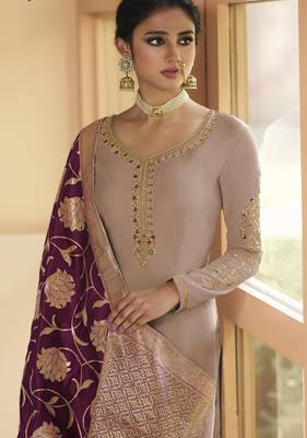 Light-beige embroidered georgette salwar 2