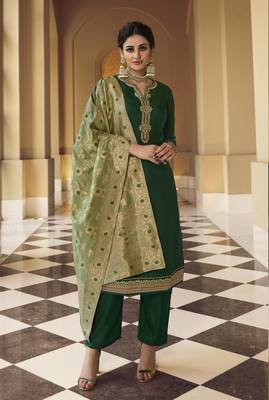 Green embroidered georgette salwar 1
