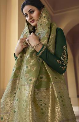 Green embroidered georgette salwar 2