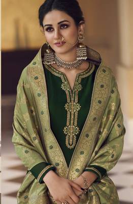 Green embroidered georgette salwar 3