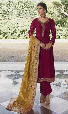 Purple embroidered georgette salwar 1