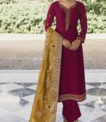 Purple embroidered georgette salwar