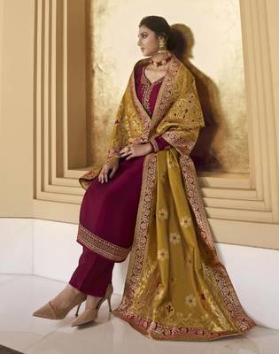 Purple embroidered georgette salwar 2