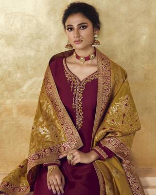 Purple embroidered georgette salwar 3