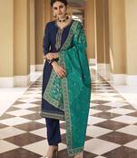 Blue embroidered georgette salwar
