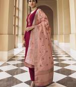 Pink embroidered georgette salwar