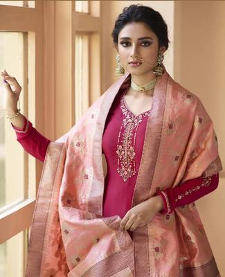 Pink embroidered georgette salwar 2