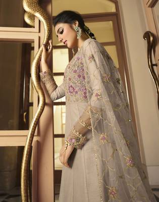 Grey embroidered silk salwar 4