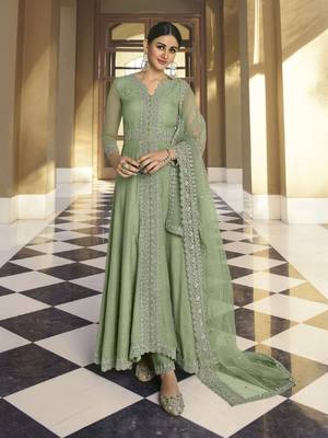Green embroidered silk salwar 1