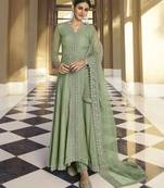 Green embroidered silk salwar