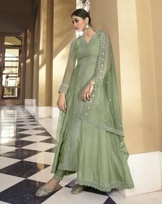 Green embroidered silk salwar 2