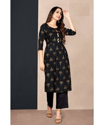Black Festival look Foil Print kurti 1