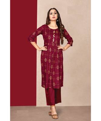 Magenta Festival look Foil Print kurti 1