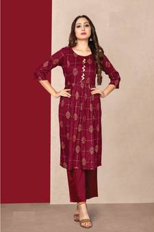 Magenta Festival look Foil Print kurti