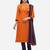 Orange & Navy Blue Cotton Slub Embroidered Dress Material