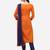 Orange & Navy Blue Cotton Slub Embroidered Dress Material
